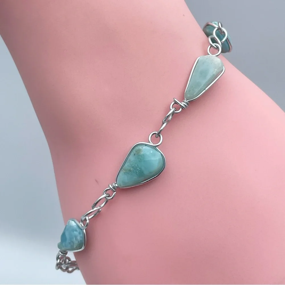 Genuine Larimar Necklace & Bracelet Set – Fine Caribbean Gemstone Jewelry